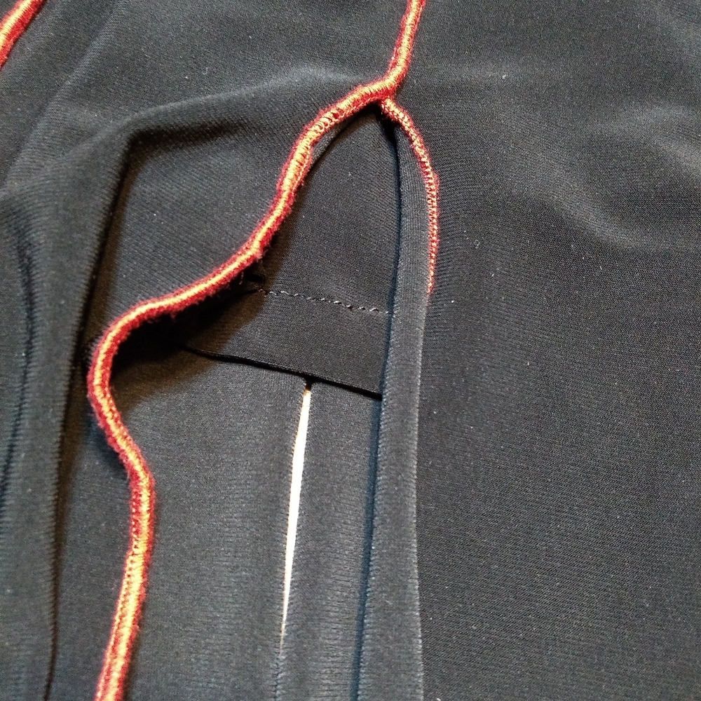 Joseph Ribkoff Black & Red Dress, Size 10, Ribbon Skirt, Spaghetti Straps - Picture 5 of 7